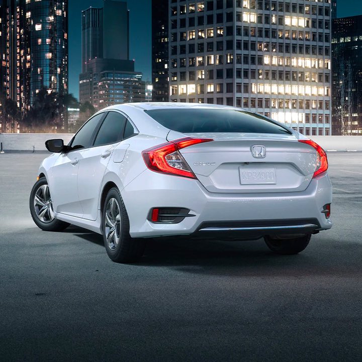 Rear view of white civic