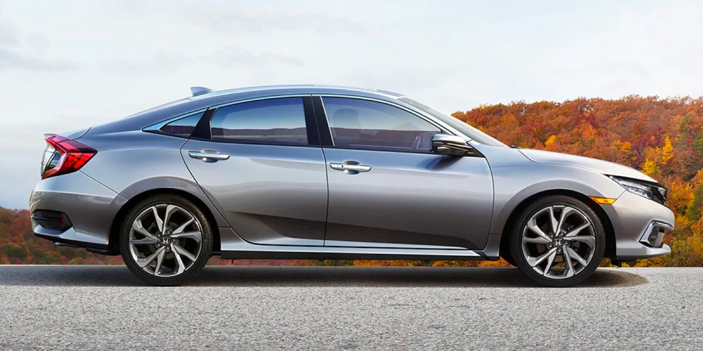 Side view of silver Civic